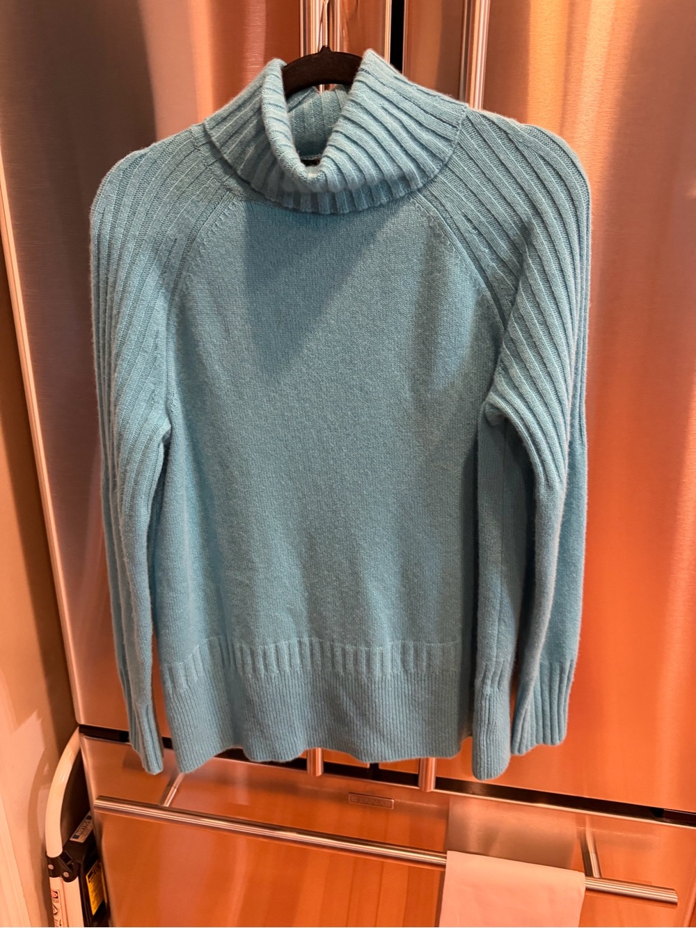 Talbots Seafoam Ribbed Turtleneck Sweater cashmere